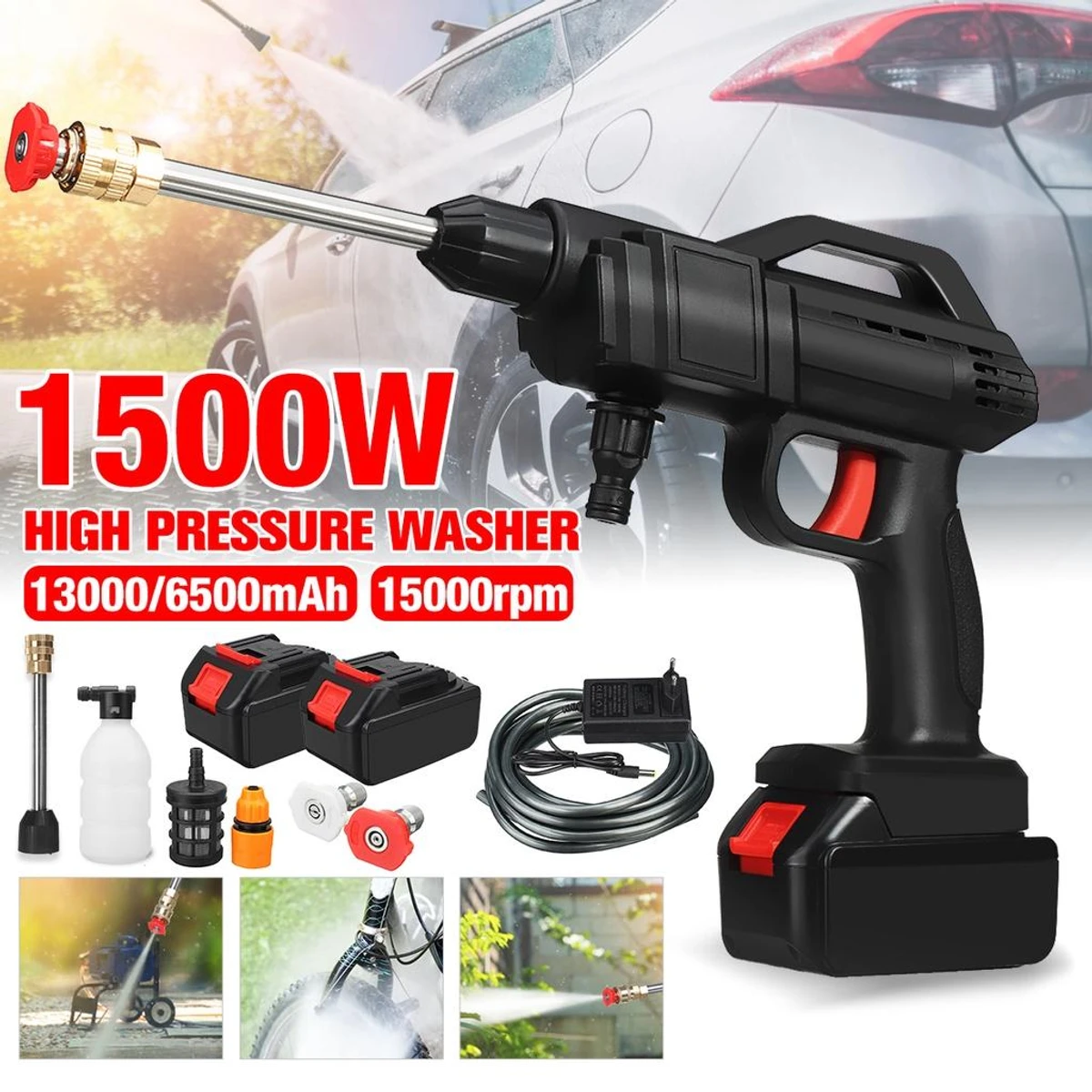 CORDLESS HIGH PRESSURE RECHARGEABLE CAR WASHER GUN