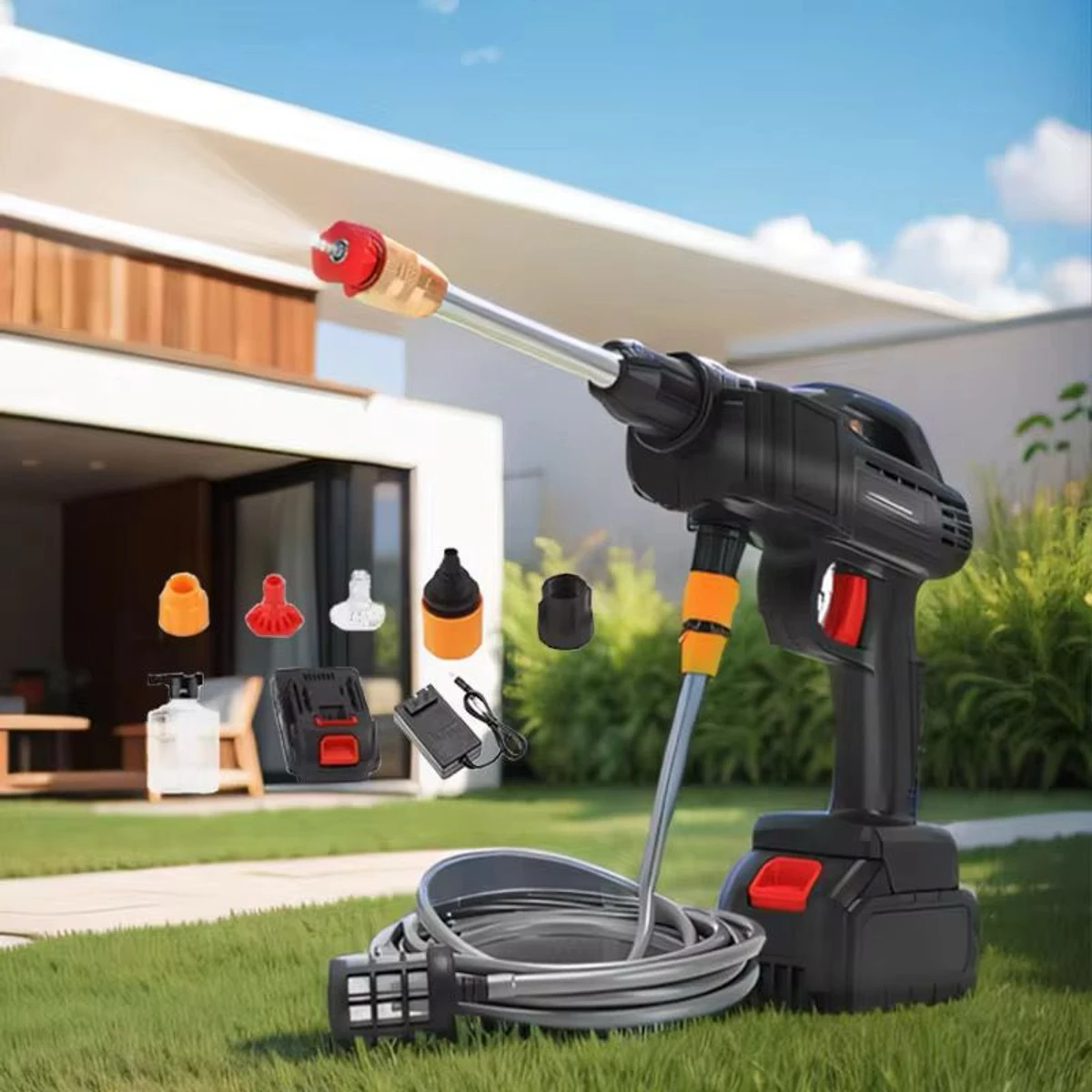 CORDLESS HIGH PRESSURE RECHARGEABLE CAR WASHER GUN