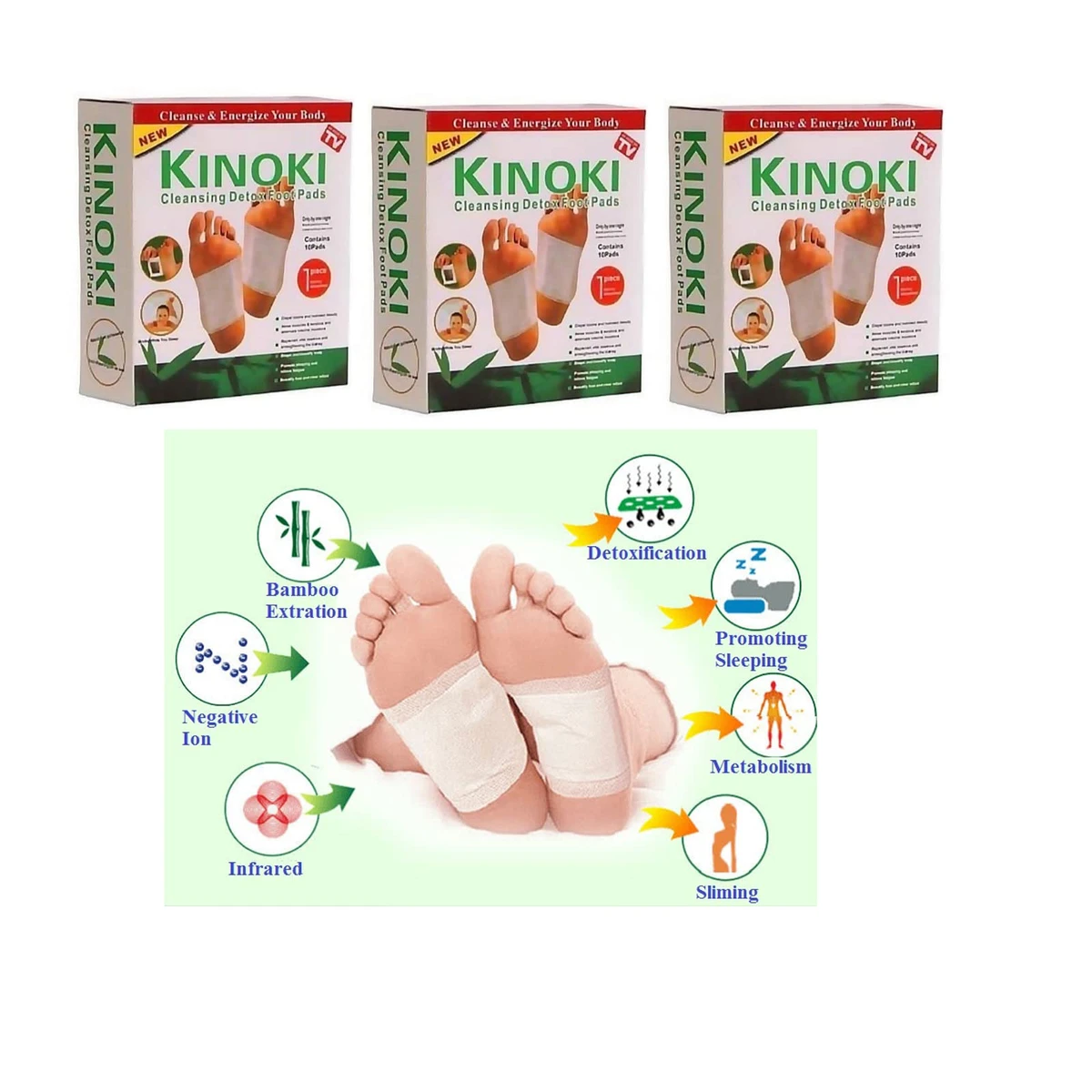 Original kinoki detox foot pad 10 Packet (100 pcs Full Course)