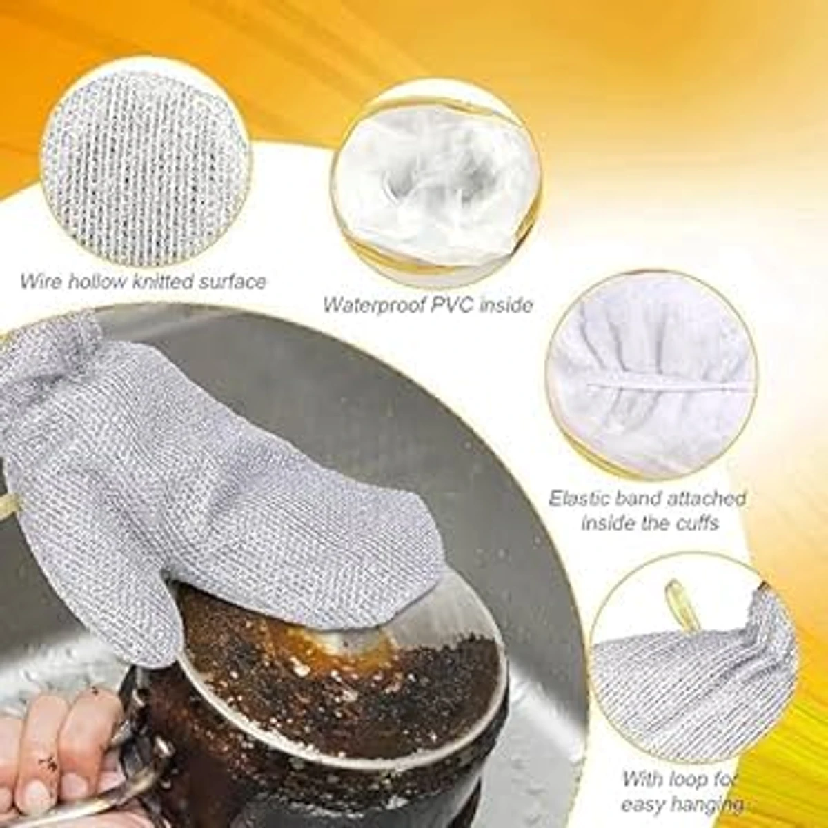 (১ জোড়া) Stainless Steel  Waterproof Gloves